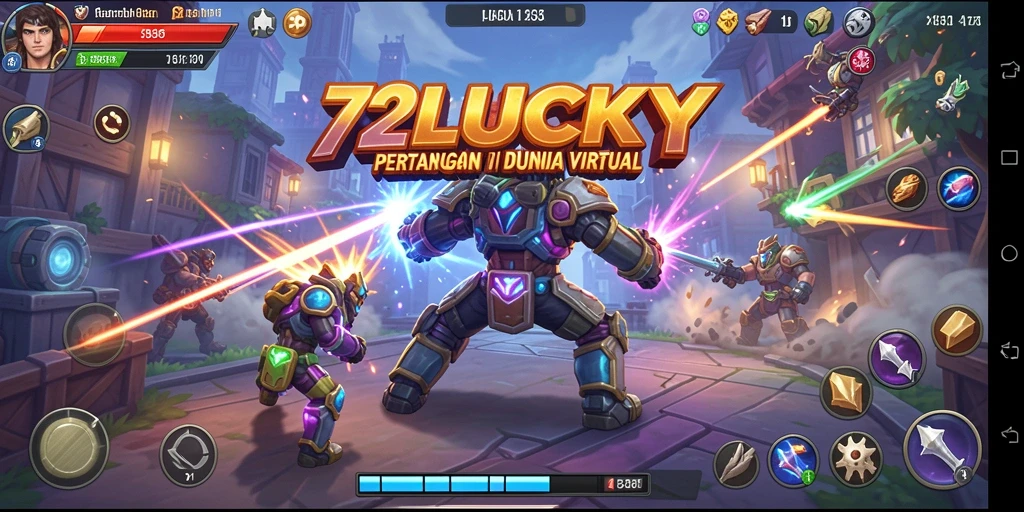 Tangkapan layar utama 72LUCKY menampilkan aksi pertarungan mendebarkan.