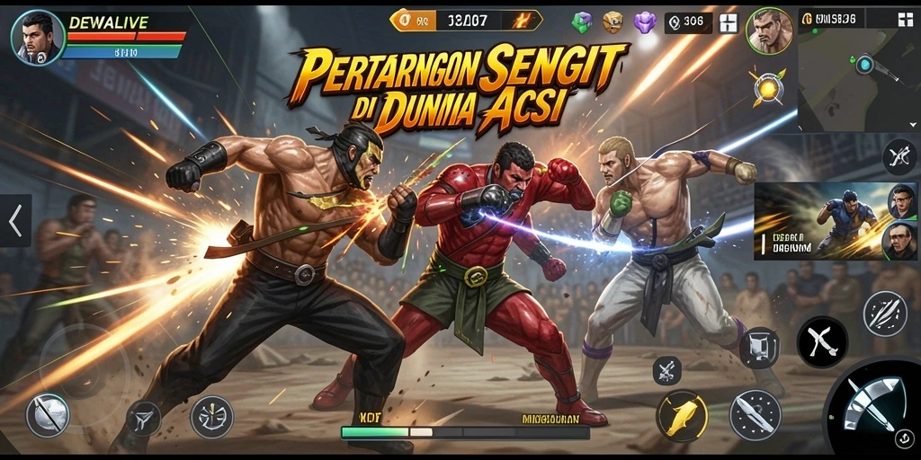 Screenshot gameplay DEWALIVE menunjukkan pertarungan mendebarkan antara karakter.