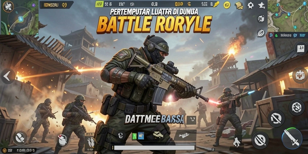 Screenshot memperlihatkan aksi mendebarkan dalam game Battle Royale.
